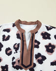 Plus Size Leopard Contrast V-Neck Mini Dress