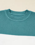 Colorblock Ribbed Knit Long Sleeve Sweater