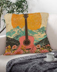 Baha Ranch Retro Pop Western Pink Guitar Pillow Case Made in America