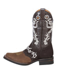 El General Rodeo Boot — Crazy Brown/Dark Brown with Embroidery