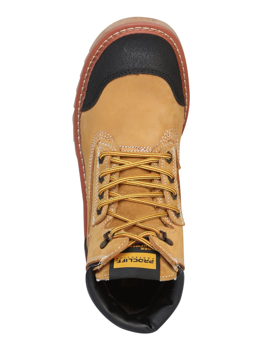 Procliff Protection Lace-Up Work Shoe in Nobuck Honey