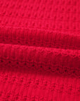 Solid Knit Ribbed Cuff Crewneck Sweater