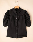 Analeia Frilly Puff Sleeve Stylish Collared Shirt