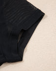 Sheer Mesh Patchwork Cap Sleeve T-Shirt