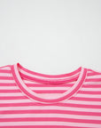 Stripe Drop Shoulder Top & Buttoned Pants Set