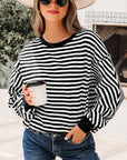 Stripe Reverse Seam Drop Shoulder Top