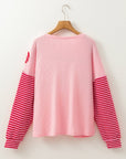 Emi Striped Sleeve Textured Top