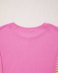 Stripe Patchwork Waffle Knit Loose T-Shirt