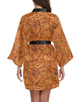 Tooled Leather Print Women's Lounge Kimono Robe