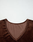 Velvet V-Neck Long Sleeve Tiered Mini Dress