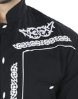 El Señor de los Cielos Charro Embroidery Shirt in Black/White