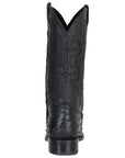 Men’s Snip Toe Leather Cowboy Boot - Imitation Ostrich Print - Black 40848
