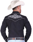 El General Embroidery Western Shirt in Black/White