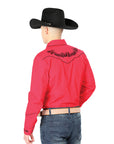 El General Embroidery Western Shirt in Red/Black
