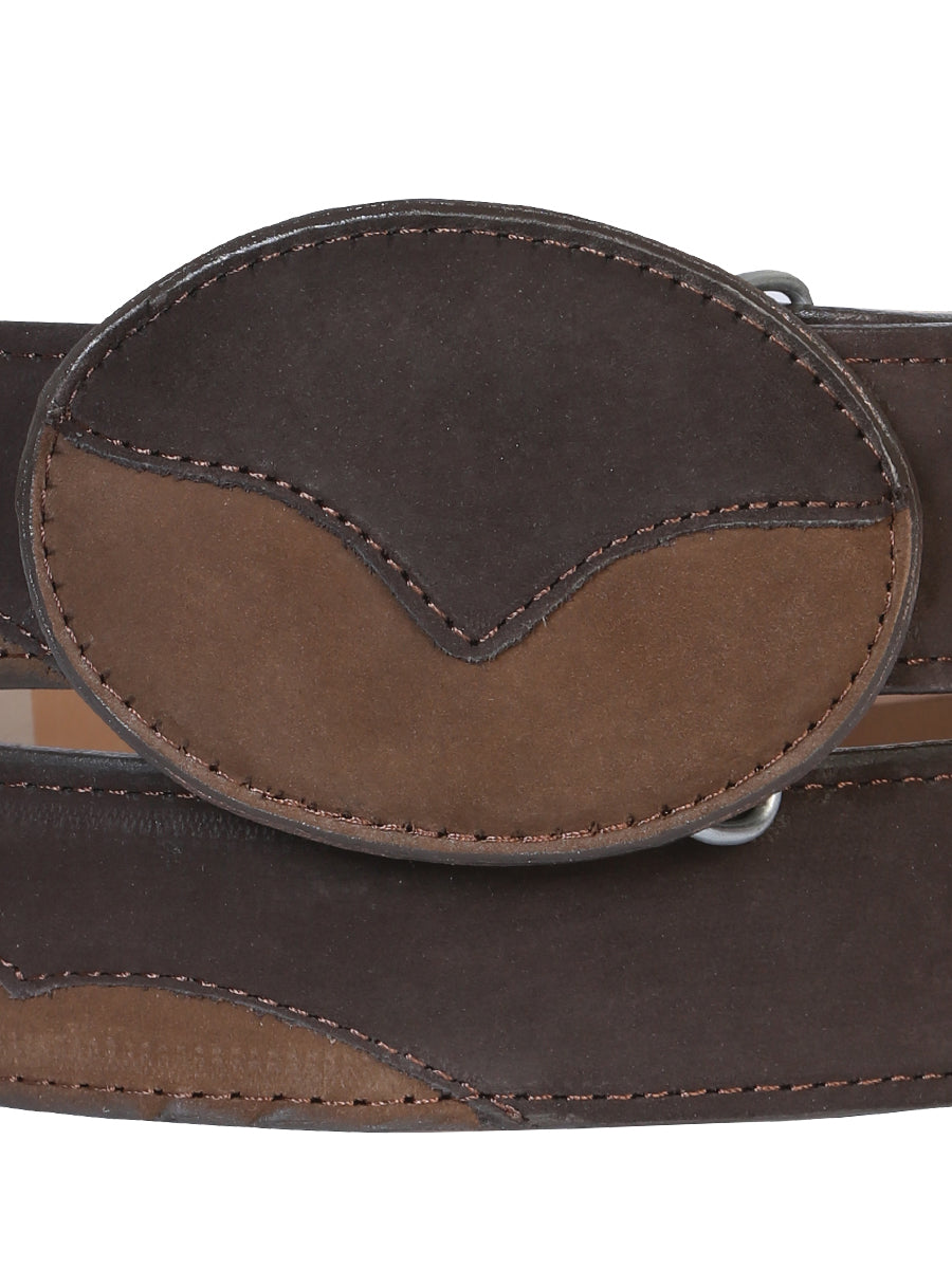 El General Cowboy Belt — Leather Nubuck Choco