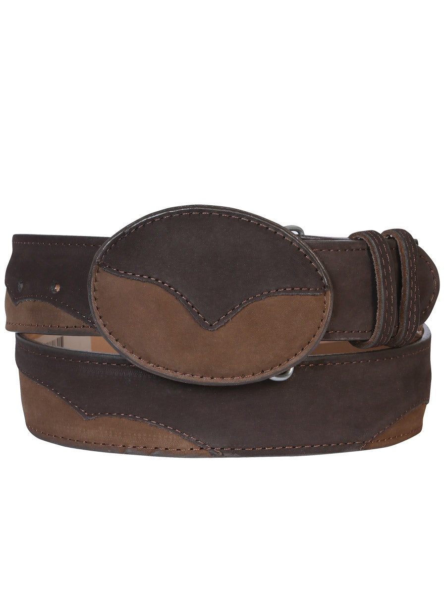 El General Cowboy Belt — Leather Nubuck Choco