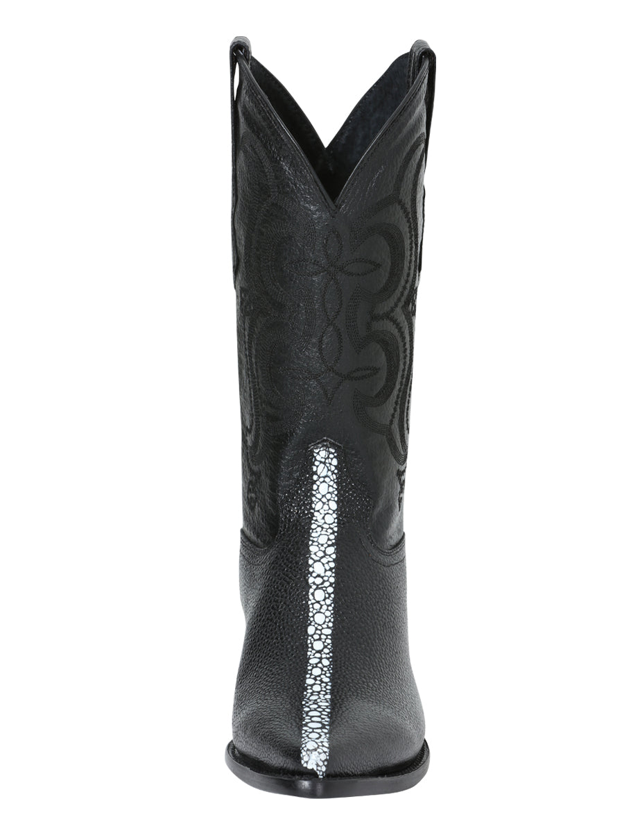 Men's Pointed Toe Leather Cowboy Boots - Made in Mexico - Embossed Stingray Print - 41528