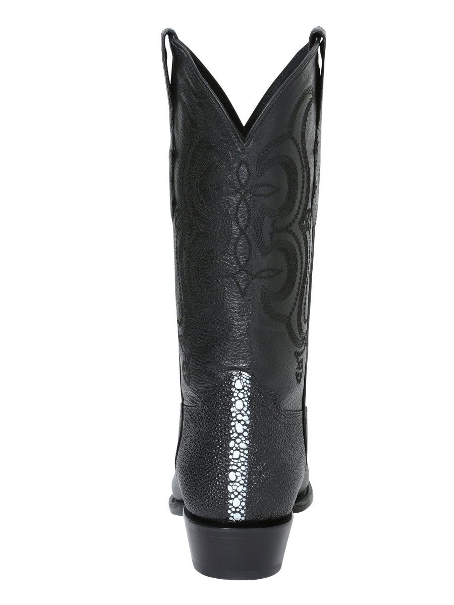 Men's Pointed Toe Leather Cowboy Boots - Made in Mexico - Embossed Stingray Print - 41528