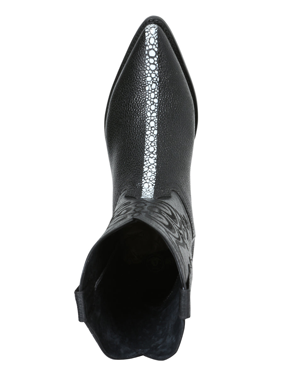 Men's Pointed Toe Leather Cowboy Boots - Made in Mexico - Embossed Stingray Print - 41528