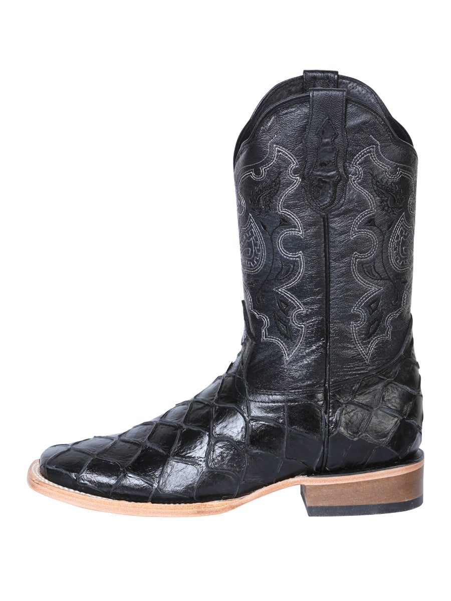 El General Rodeo Boot — Imitation Pirarucu in Black