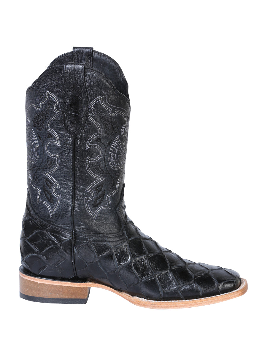 El General Rodeo Boot — Imitation Pirarucu in Black
