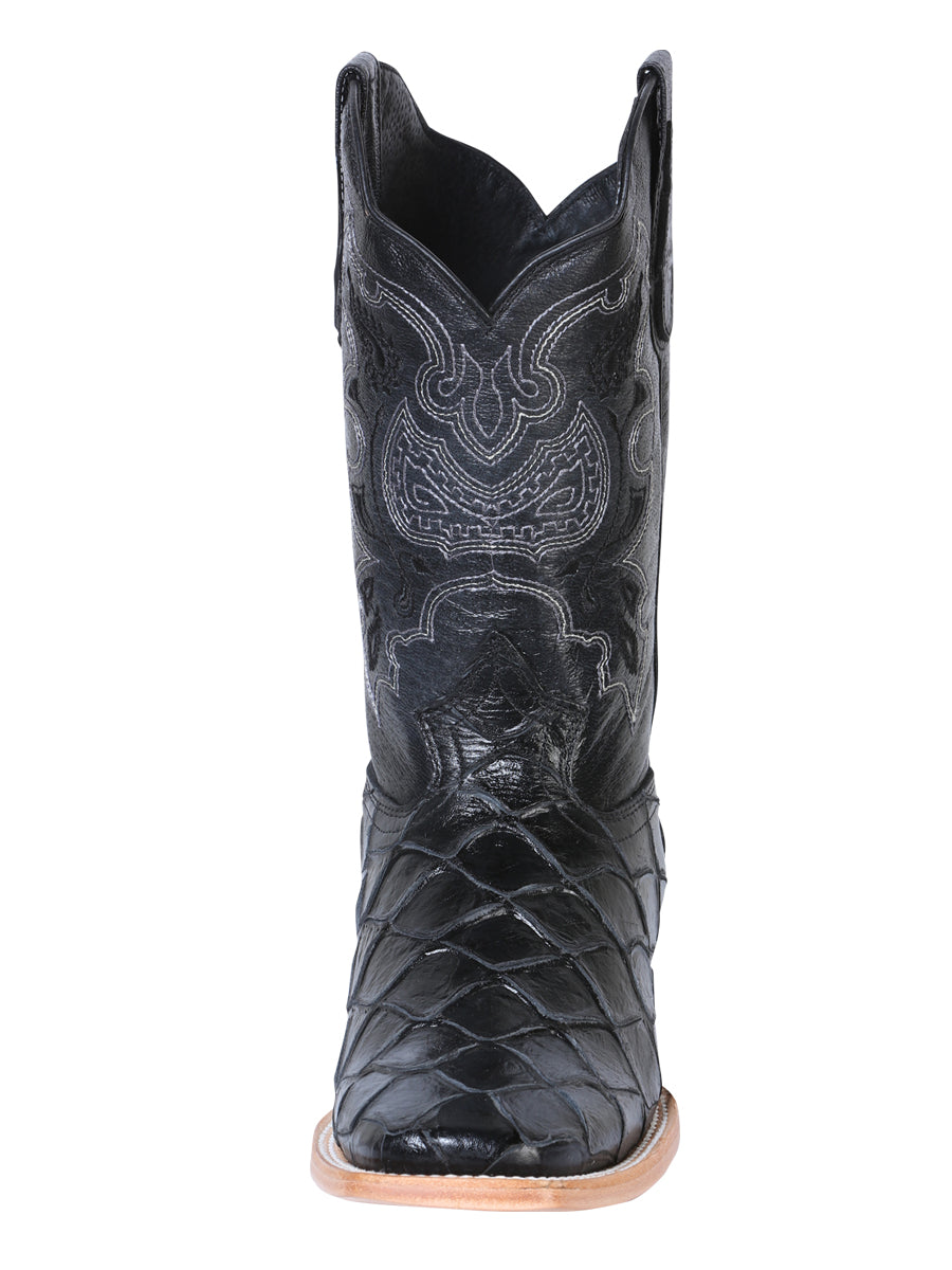El General Rodeo Boot — Imitation Pirarucu in Black
