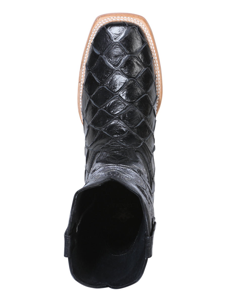El General Rodeo Boot — Imitation Pirarucu in Black