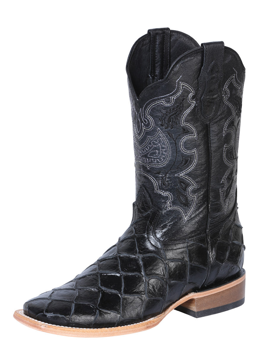 El General Rodeo Boot — Imitation Pirarucu in Black
