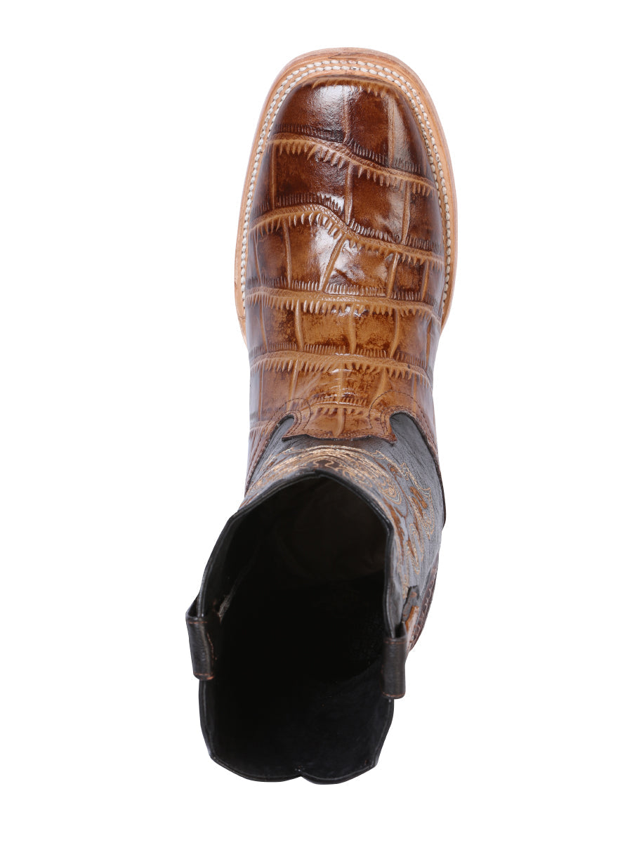 El General Rodeo Boot — Printed Caiman in Light Brown