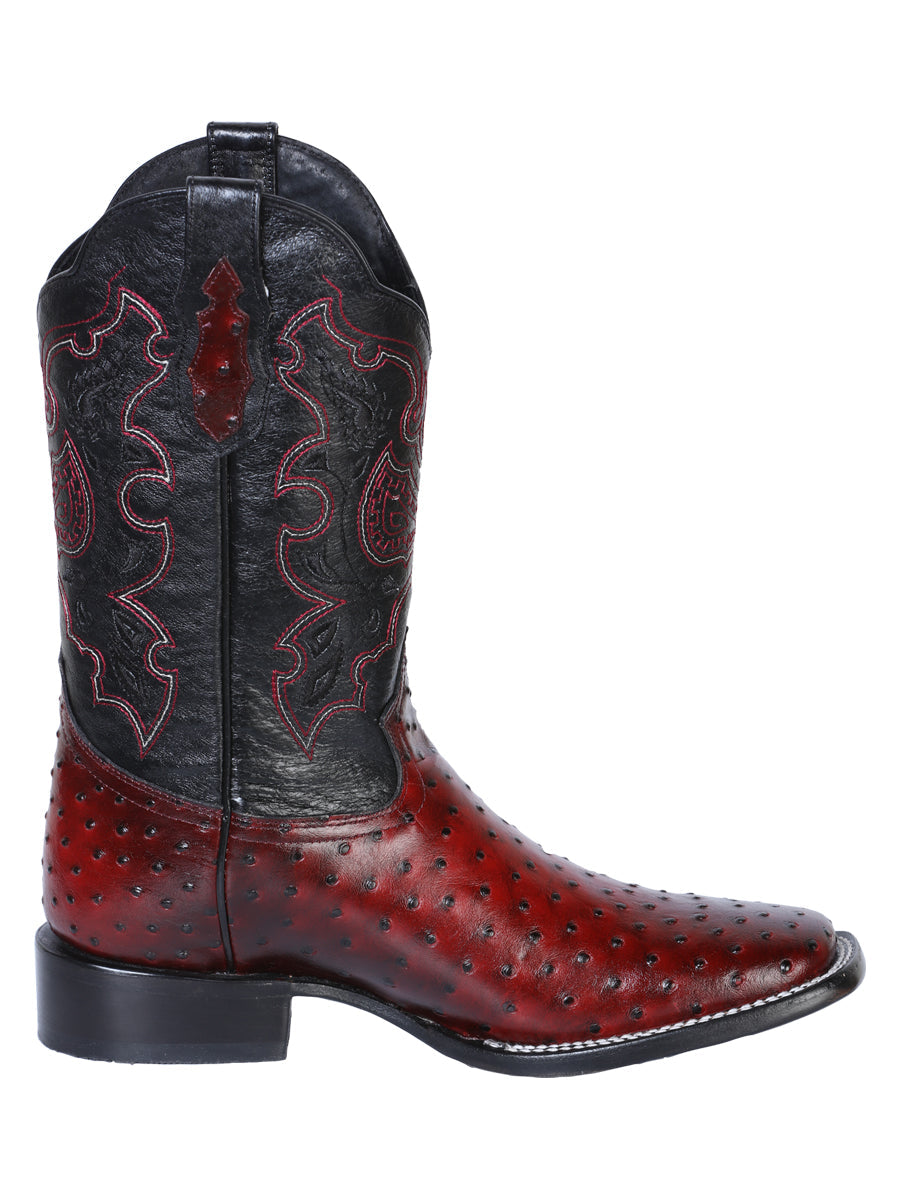 El General Rodeo Boot — Printed Ostrich Burgundy