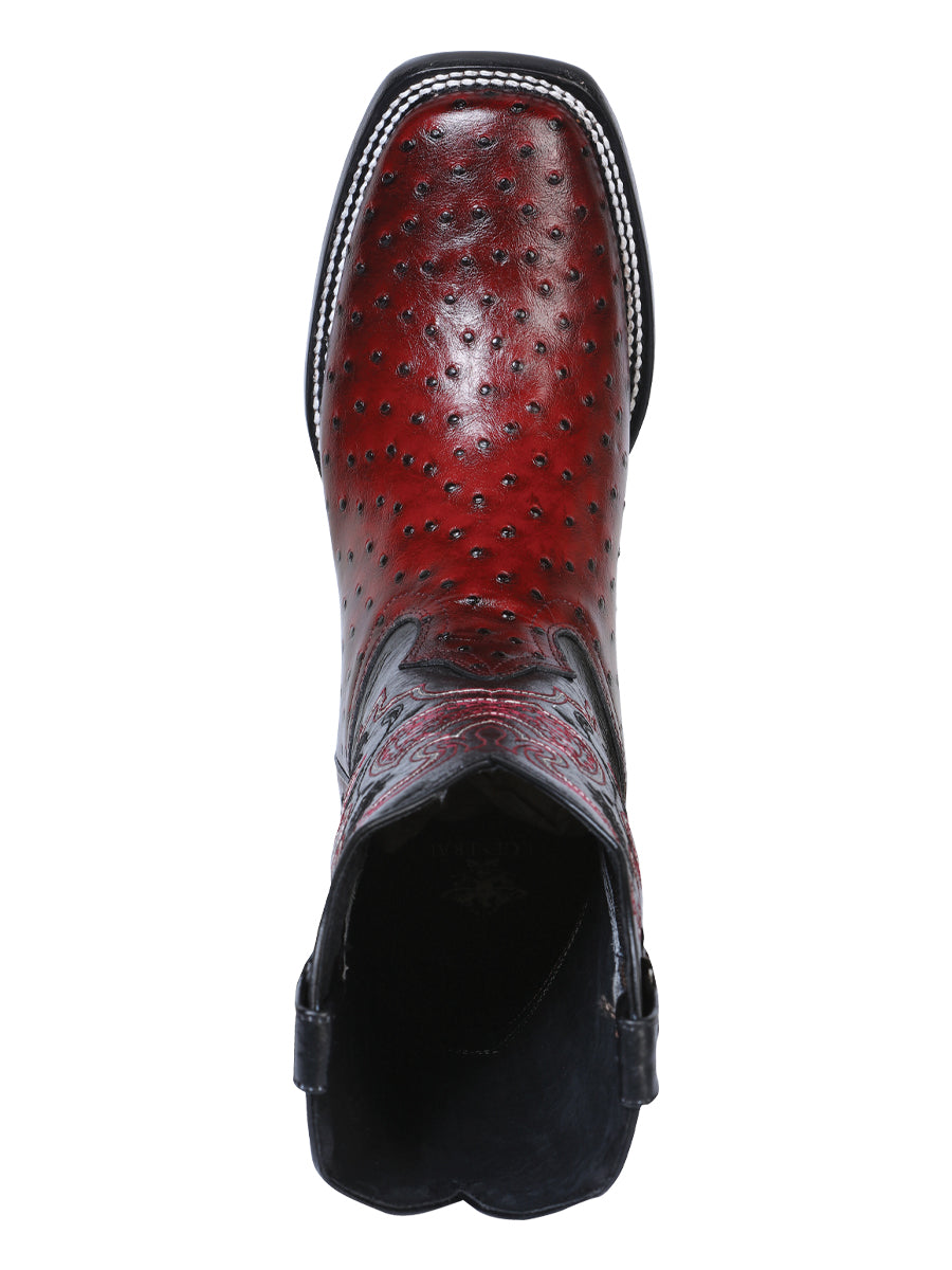 El General Rodeo Boot — Printed Ostrich Burgundy