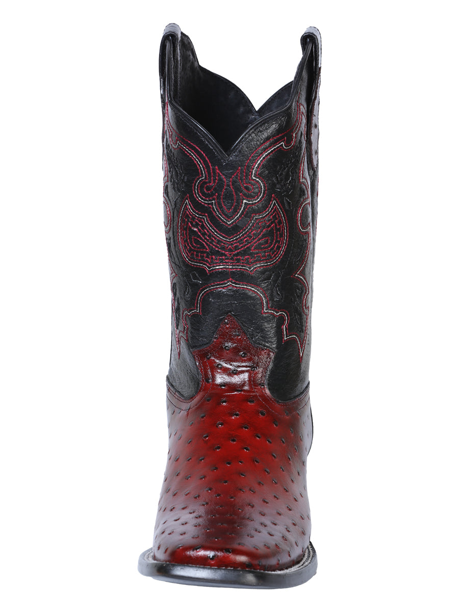 El General Rodeo Boot — Printed Ostrich Burgundy