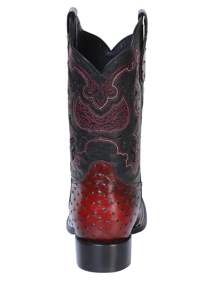 El General Rodeo Boot — Printed Ostrich Burgundy