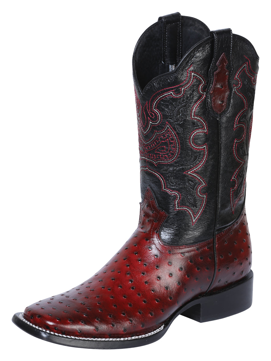 El General Rodeo Boot — Printed Ostrich Burgundy