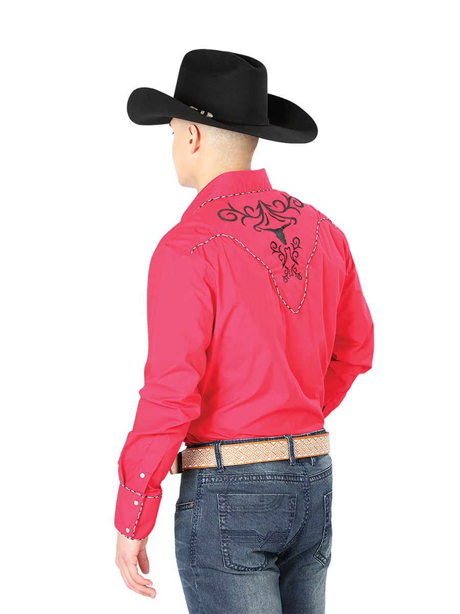 El General Embroidery Western Shirt in Red/Black