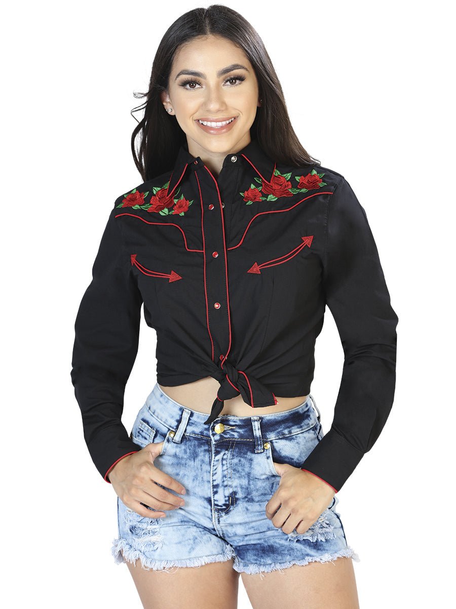 Womens Black Embroidered Shirt