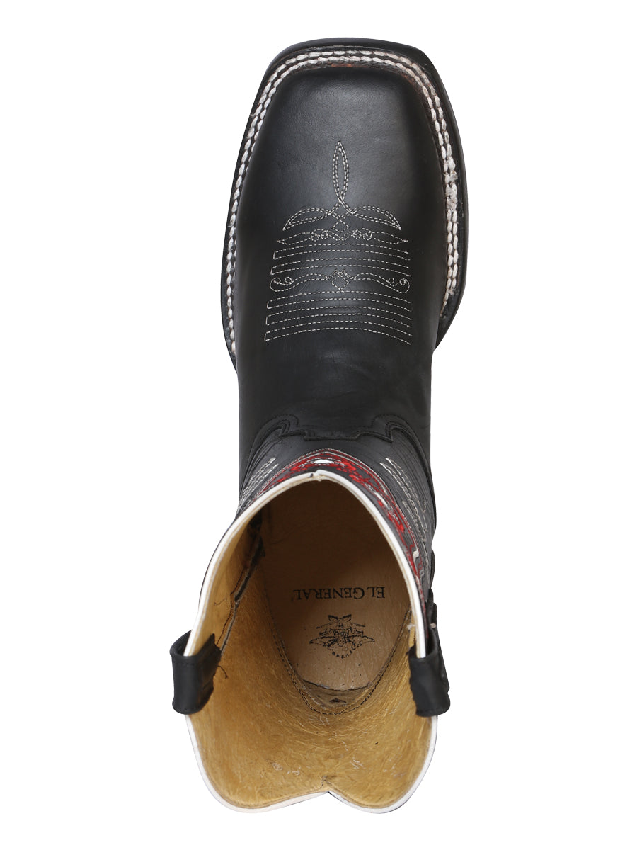 El General Woman Cowboy Boot — Leather Crazy Black