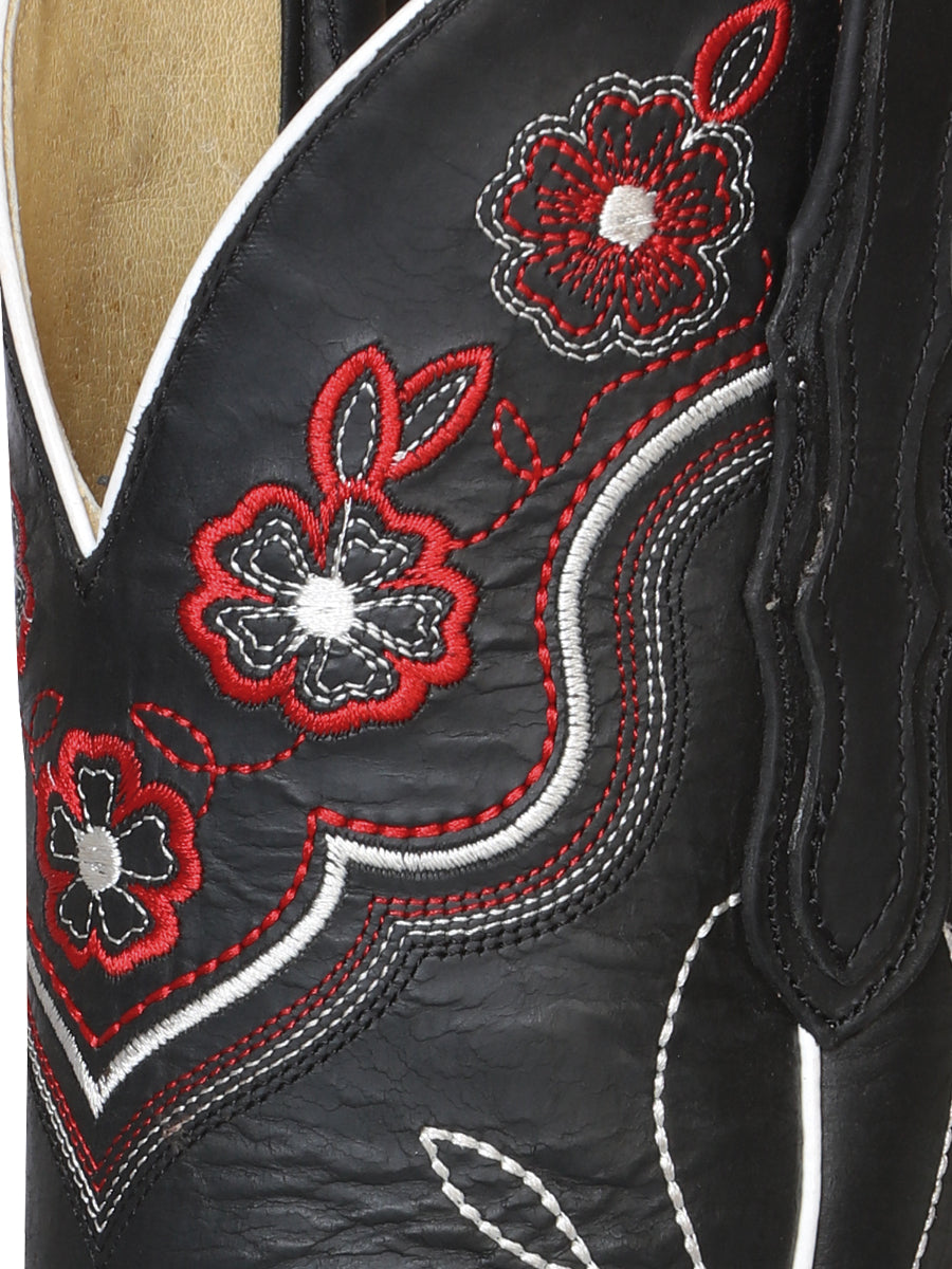 El General Woman Cowboy Boot — Leather Crazy Black