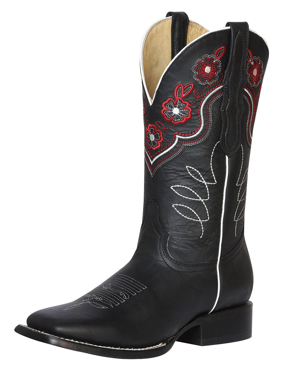 El General Woman Cowboy Boot — Leather Crazy Black