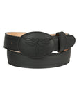 El General Men's Western Belt — Crazy Cowhide Leather in Black