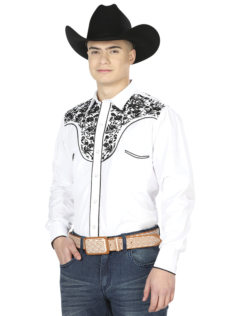 El Señor de los Cielos Embroidery Shirt in White/Black