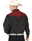 El Señor de los Cielos Embroidery Shirt in Black/Red