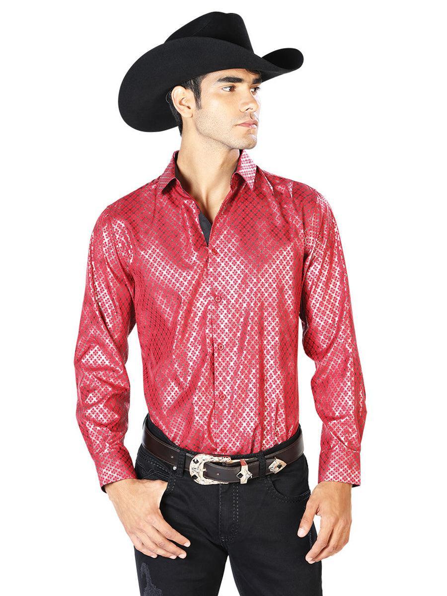 Red Casual Long Sleeve Western Cowboy Shirt