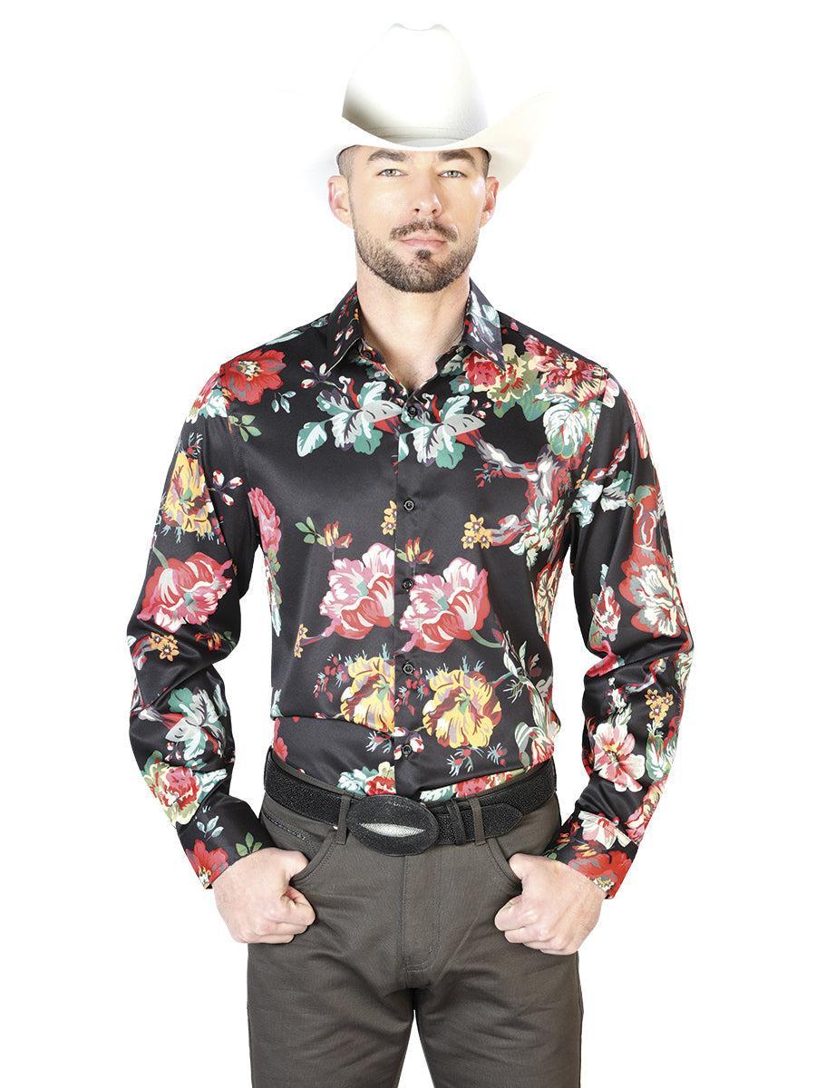 Black With Red Roses Casual Long Sleeve Shirt