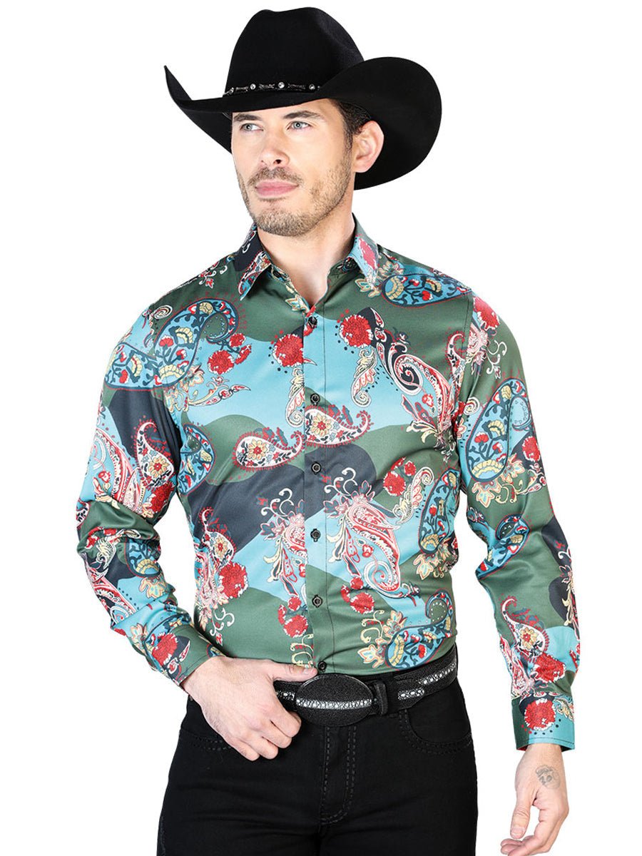 Senor De Los Cielos Casual Long Sleeve Shirt in Green