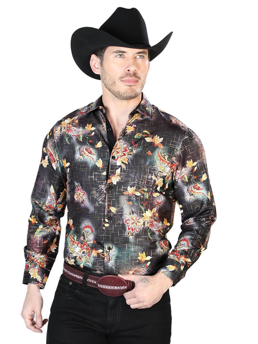 Black/Multicolor Casual Long Sleeve Shirt
