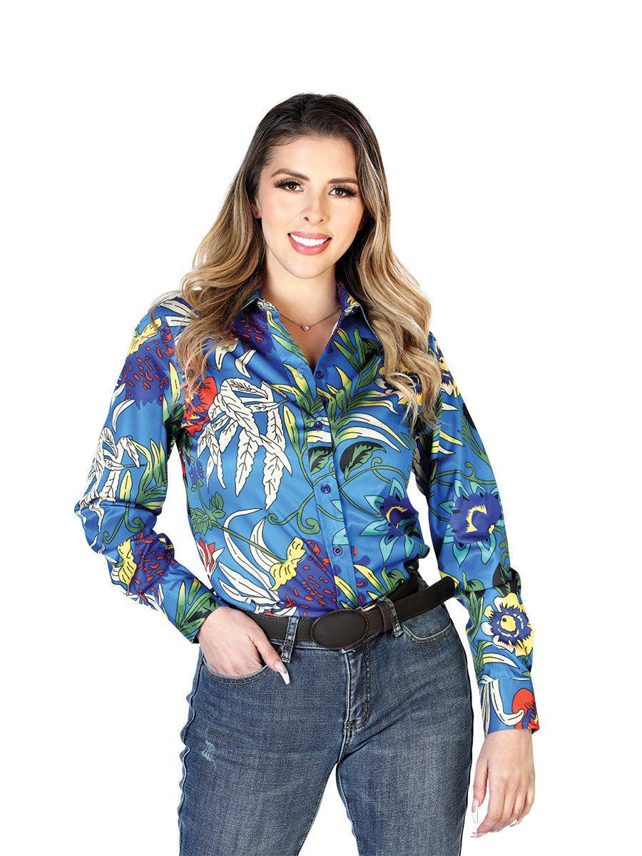 Womens Royal Blue Long Sleeve Western Shirt
