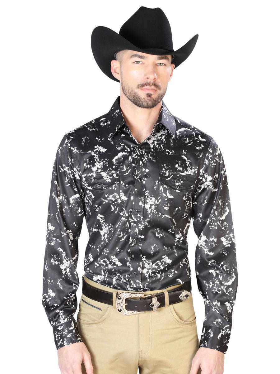 Black And Beige Casual Long Sleeve Shirt