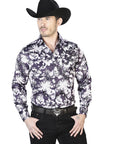 Purple Flower Print Long Sleeve Shirt