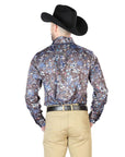 Navy Floral Casual Long Sleeve Shirt